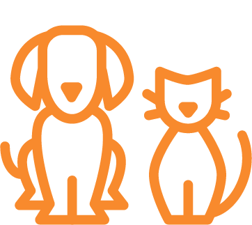 orange dog and cat together icon