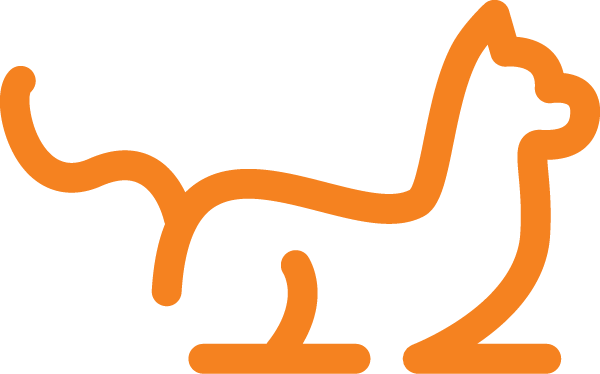Orange line art icon of cat lying down