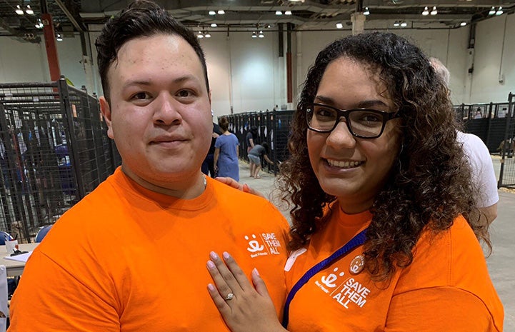 Eddie Macias with Arianna Tijerina after he had proposed to her at the Super Adoption in Houston