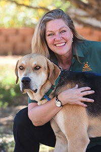 Beth Wolfer with a dog