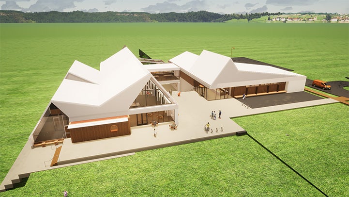 Rendering of the Best Friends Pet Resource Center in Northwest Arkansas from above