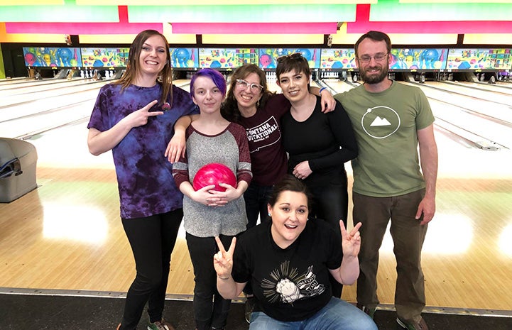 Bowling party with shelter staff to celebrate Bella's birthday