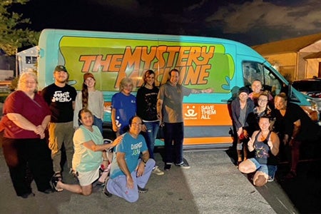 The Mystery Machine Best Friends transport van used for the New York transport