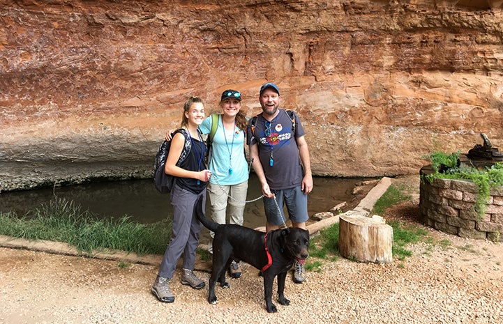 Ashley, Maddy, Bryan and Chinook the dog at Angels Landing