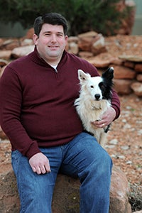 Matt Claflin with a dog