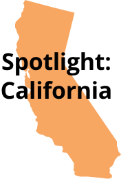 graphic of California with overlaid text that say spotlight California