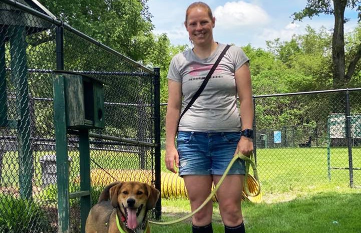 Woman adopting a dog from Humane Society of Greater Dayton