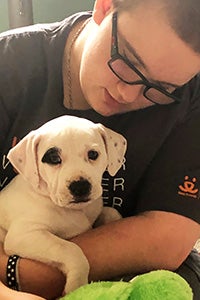 Julia with Master Chief the puppy