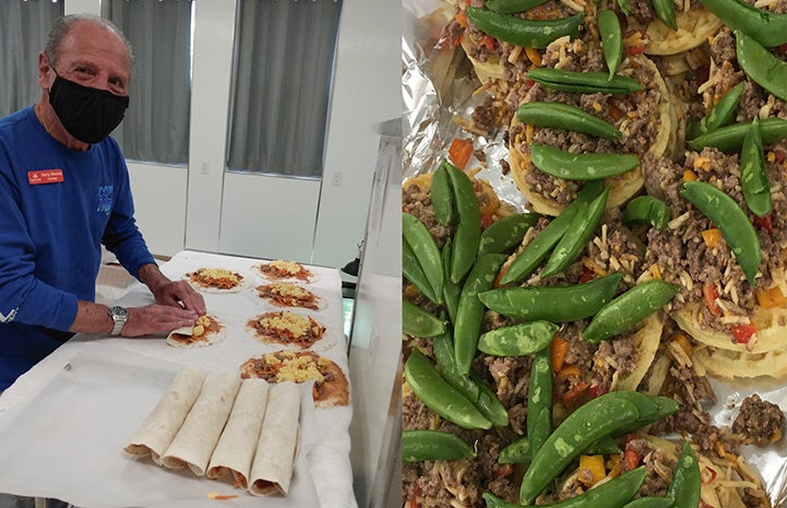 Man making burrito treats for Wild Friends residents