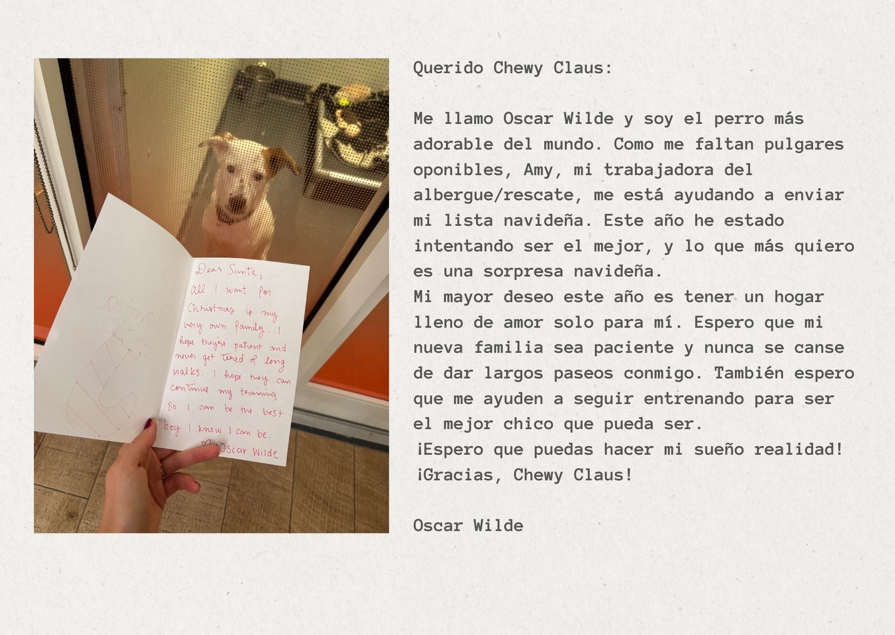 Chewy Claus letter from Oscar Wilde the dog