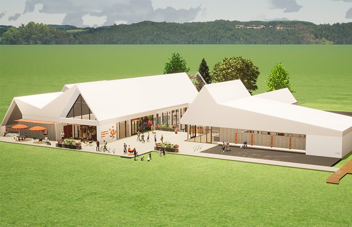 Rendering of the outside of the Best Friends Pet Resource Center in Northwest Arkansas,