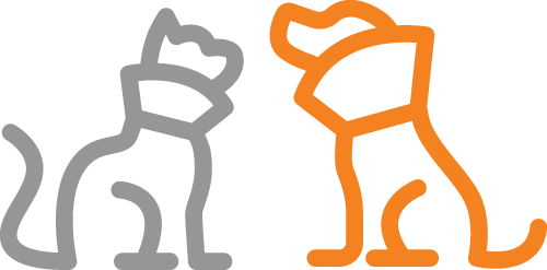 cat and dog icons wearing cone collars