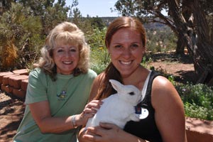 Debby and Jamie with a rabbit