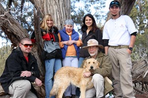 The Make-a-Wish Foundation granted Jenny's wish of visiting Best Friends Animal Sanctuary. Here, Jenny is pictured with staff and a dog.