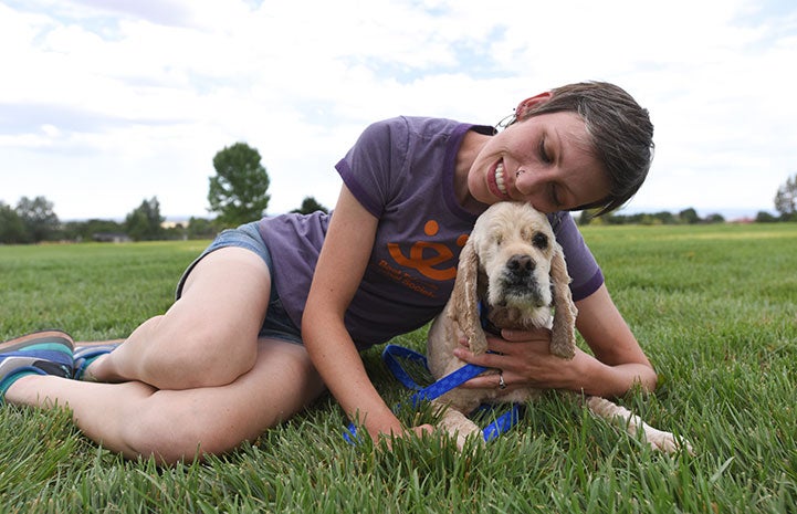 Stephanie Peters is training spaniel mix Butterscotch to be a therapy dog