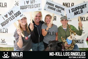 Lindsey Reeves, an advocate for puppy mill survivor dogs, volunteering at an NKLA adoption event