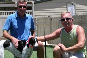 Party the former racing greyhound with her new family
