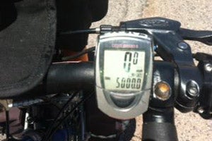 The odometer on Floyd Lampart's bike 