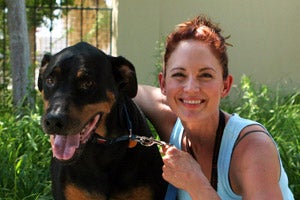 Volunteer Katie Keane with Clyde the dog