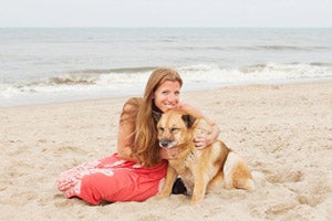 Kimbo with Michelle Arlotta on the beach