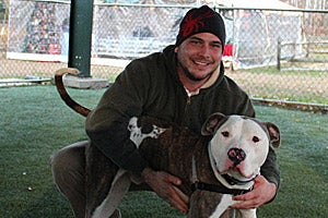 Dog from the Monmouth County SPCA and his adoptive dad