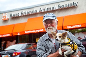 Chuck, who received a volunteer award, at the Best Friends Pet Adoption Center in Sugar House