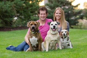 Kelly and David Backes with their canine family
