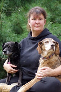 Pam Porteous of Animal Care Network in Michigan with rescue dogs