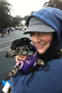 Christine Falletti and Jinx the dog at Strut Your Mutt