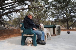 Bill Splitter who transports shelter dogs for Best Friends with two dogs