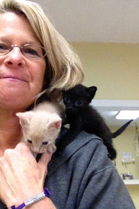Foundation Against Companion-Animal Euthanasia's TNR expert Lisa Tudor with two kittens