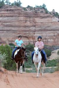  Incitato and another horse being ridden on trail near Best Friends Animal Sanctuary 