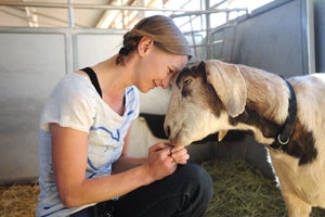 Kat Lucas from Germany with Skid the goat