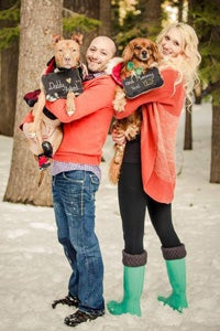Pippa the red spaniel with her new family