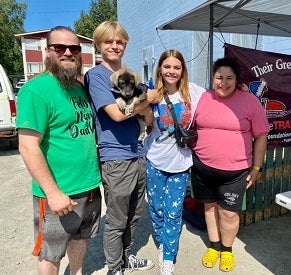 Family with dog