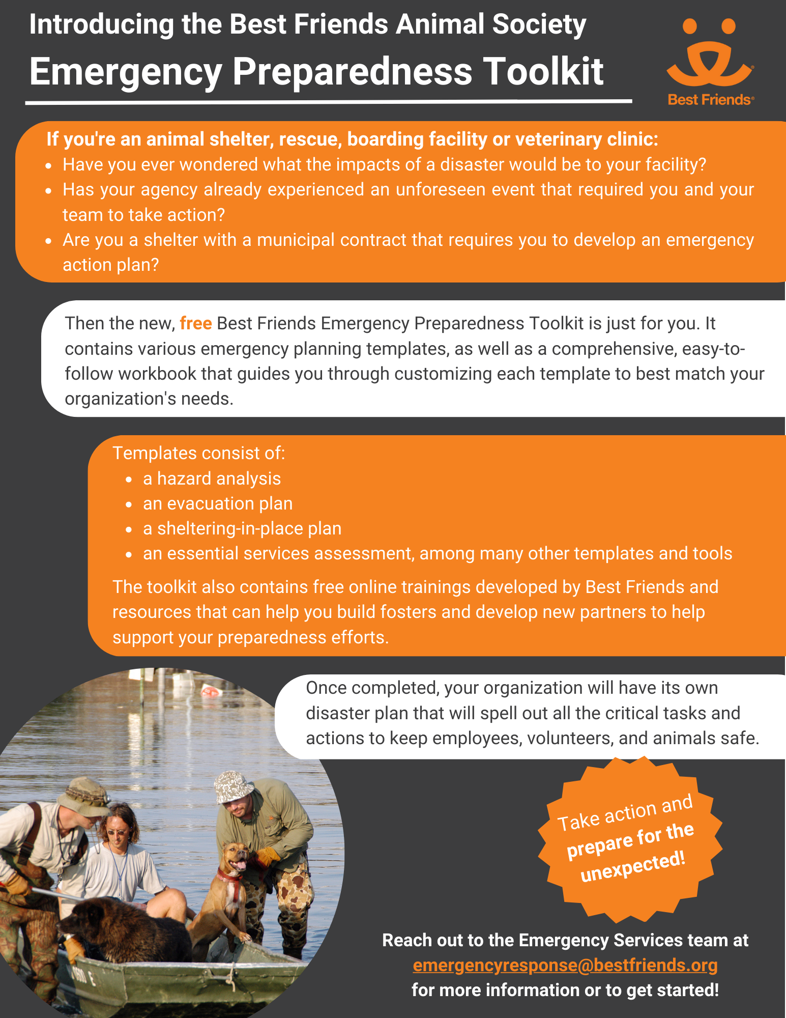 A flyer promoting the emergency preparedness toolkit