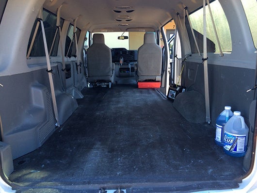 View from back of the van