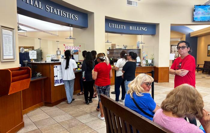 People lined up for the Best Friends Day of Action in Weslaco, Texas