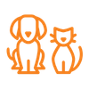 Orange line icon of dog and cat