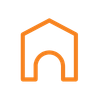 Line icon of a orange house