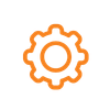 Orange line icon of a gear