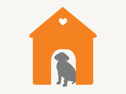 Icon of dog house with dog inside