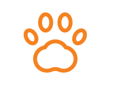 Orange icon of a pawprint