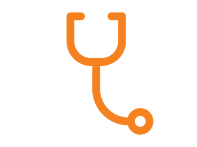 Orange icon of a stethoscope