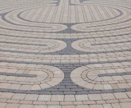 A view of a labyrinth made of bricks 