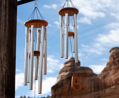 Windchimes hanging in canyon at Angels Rest