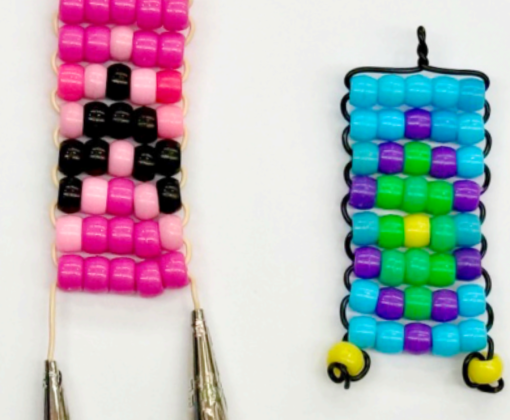 Two strips of colorful beadwork