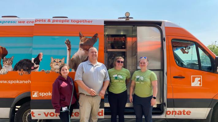 Spokane Humane Society van and staff