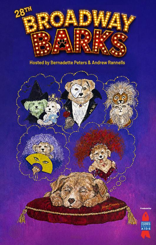 Flyer with animated pets dressed in Broadway theatre clothes