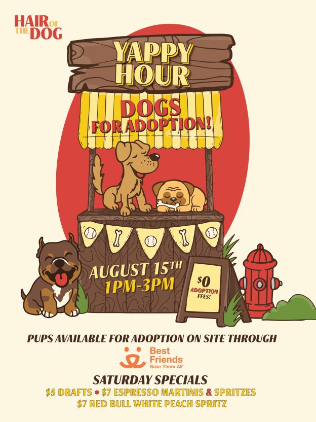 Yappy Hour Adoption Event Flyer